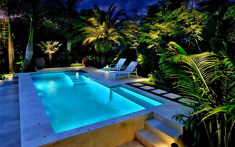 Bể bơi trong nhà mang phong cách nhiệt đới