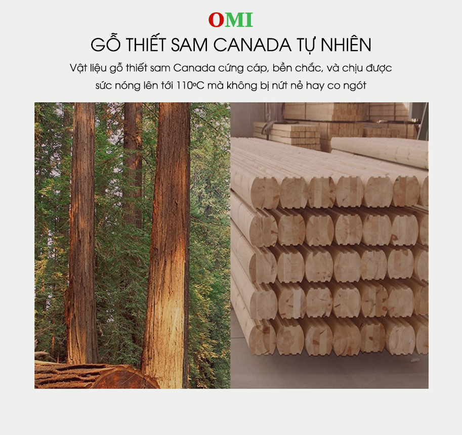 Phòng Xông Hơi Khô Hồng Ngoại OMI OM-A 1 Người được làm từ gỗ thiết sam Canada